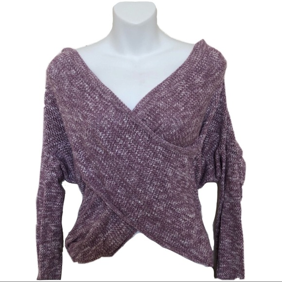 Express Purple Front Wrap Tunic Knit Sweater Top - Picture 1 of 7